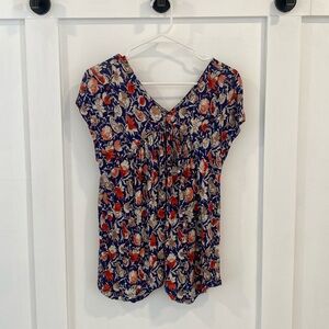 LUCKY BRAND cap sleeve vneck blouse